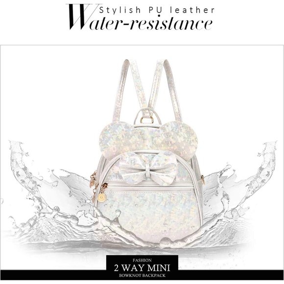 Bowknot Polka Dot Mini Backpack And Convertible Shoulder Bag Purse for Women - Picture 6 of 7